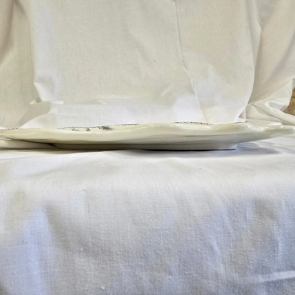 Dogs By Nina Lyman White Poodle‎ Ceramic Serving Platter Tray Art Scalloped Rare